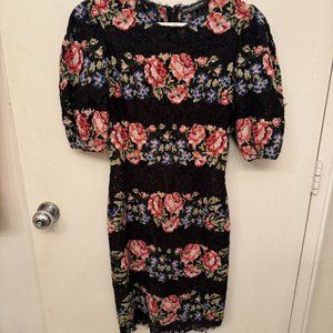 Dolce & Gabbana Floral Embroidery Lace Dress with puff sleeves size 38